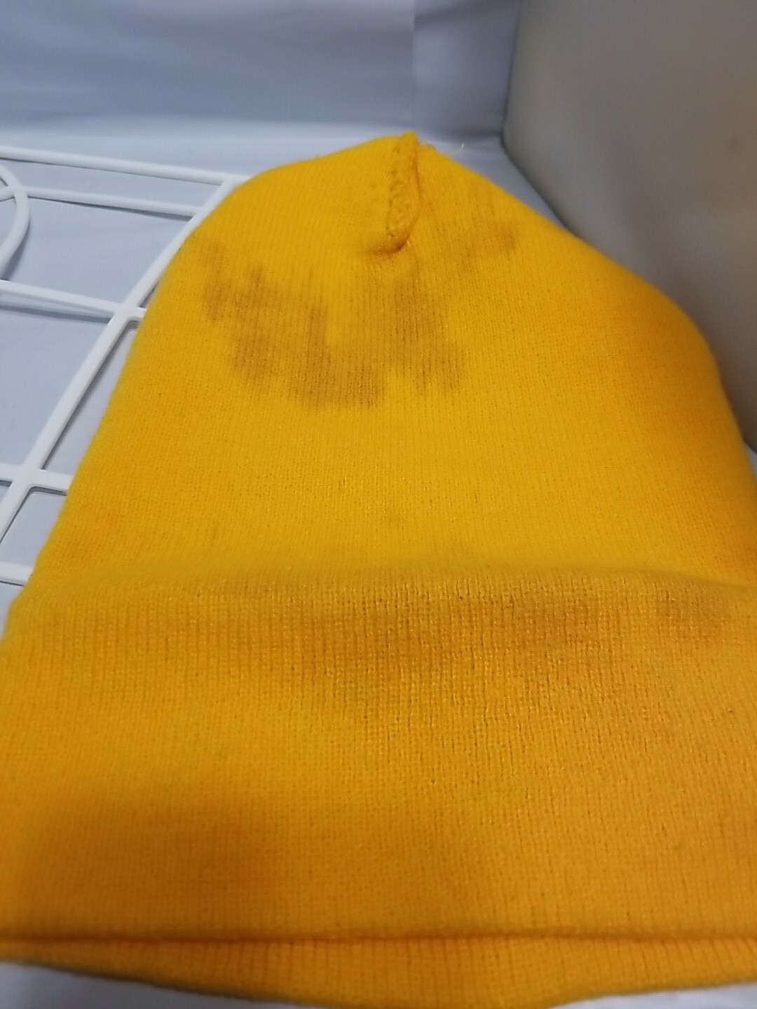 Rams Beanie Hat/ Cap ~ Plain Knit ~ Ski Skully Cuff ~ Winter Warm ~ Yellow ~