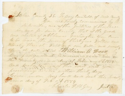 1834-1845 NJ Constable Court Document Execution Order & Receipt Salem Co Wm Wood