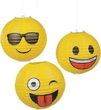 Fun Express Emoji Hanging Party Lanterns - 3 Pieces Yellow 