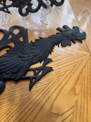 VINTAGE PAIR OF BLACK SEXTON ALUMINUM METALLIC FIGHTING ROOSTER