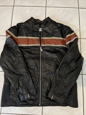 Wilsons Leather Julian Striped Motorcycle/Biker Jacket Size XLT