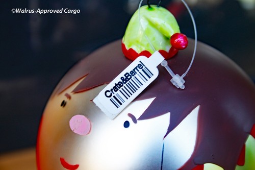 CRATE & BARREL ELF BALL WITH HAT TOPPER ORNAMENT -NWT- HANG WITH SANTA’S HELPER! - Picture 6 of 6
