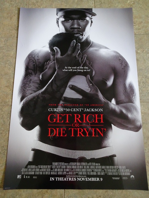 GET RICH OR DIE TRYIN' MOVIE POSTER WITH CURTIS "50 CENT" JACKSON - FACE