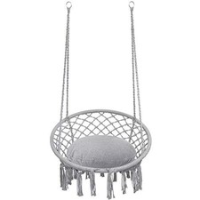 Y- STOP HAMMOCK CHAIR MACRAME SWING, MAX 330 LBS, HANGING COTTON - LIGHT GRAY
