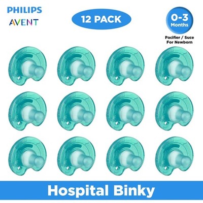 Philips Notched Newborn NICU Soothie Pacifier, Green, 0-3 Months, Hospital Binky