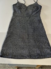 Shimmering Silver & Blue Sleeveless Mini Length w/ V Neck & Adjustable Straps