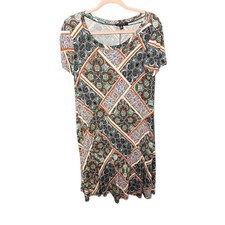 Spense T-shirt Dress Women's Size Medium Maximalist Geometric Paisley Slip-on