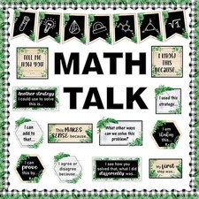 43 PCS Greenery Math Talk Bulletin Board Set for Classroom Decorations Educat