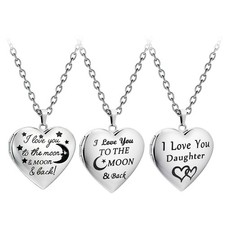 'I Love You' Heart Box Pendant Stainless Steel Necklace Ideal Gift for Daughter