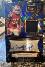 2024 Panini Select - Signature Memorabilia Devin McCourty #SM-DMY Blue Prizm /75