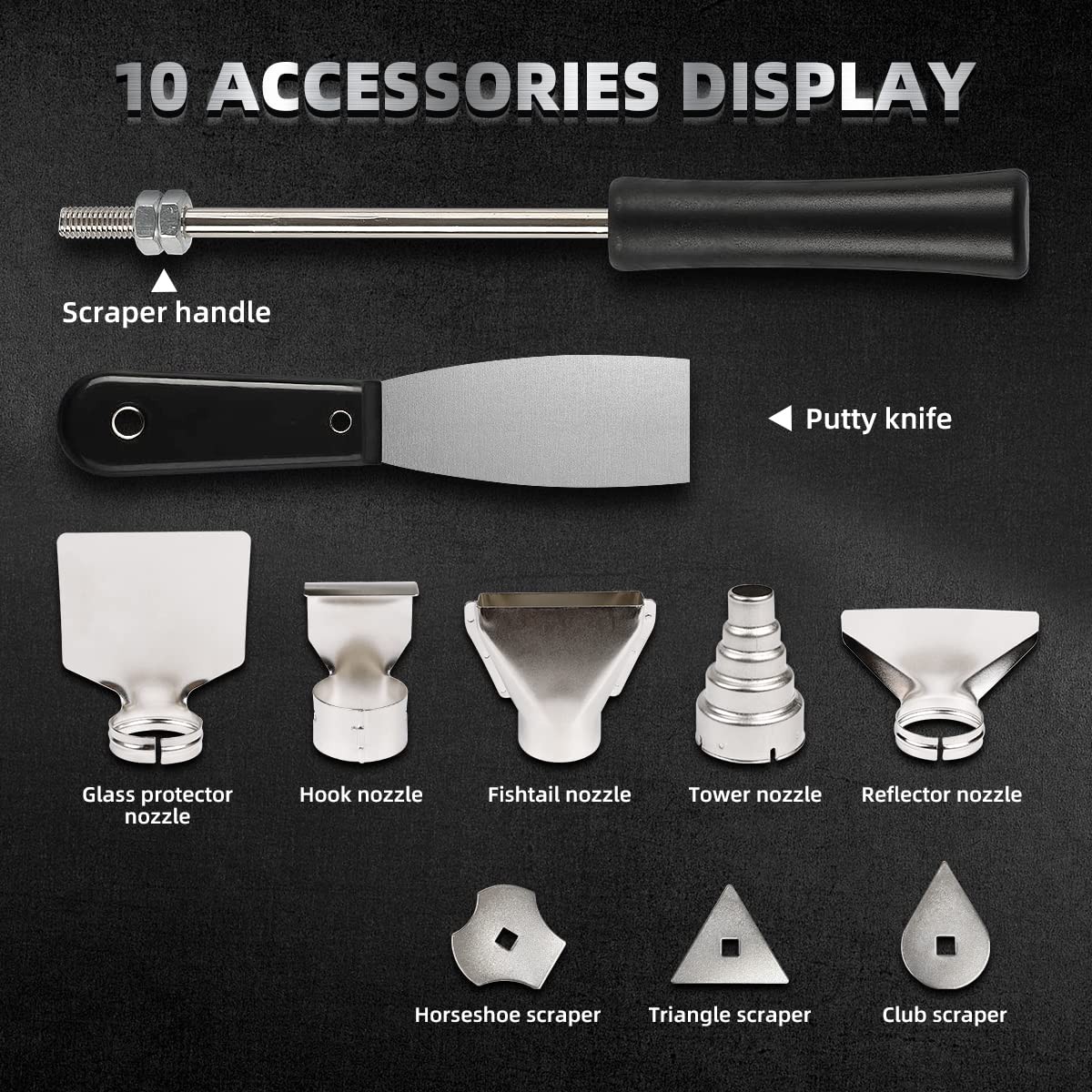 Huepar Tools Heat Gun 10 Accessories Hot Air Gun with LCD Digital Display, 12...