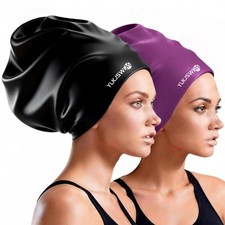 Extra Large Swim Cap for Braids and Dreadlocks Women Men, Waterproof Silicone...