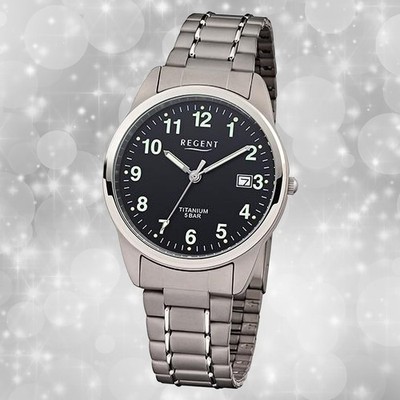 Armbanduhr Titan grau silber Herren Uhr Analog Regent Titan-Uhren URF1293