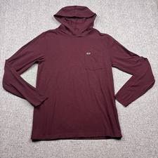 Vineyard Vines Mens XS Maroon Edgartown Hooded Long Sleeve Whale Logo Pocket