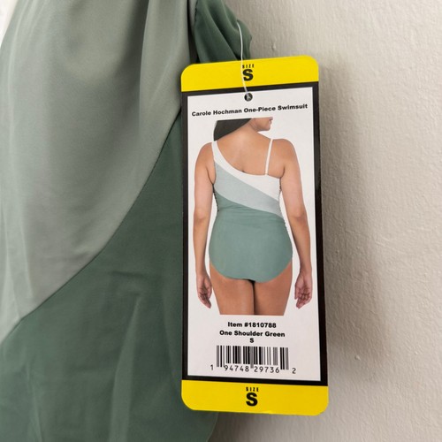 Carole Hochman Green Colorblock One Shoulder One Piece Swimsuit Size Small New - Picture 3 of 11
