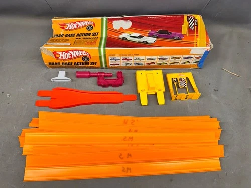 Vintage Hot Wheels Track Drag Race Action Set Box 1967 1968 Redline Era Mattel