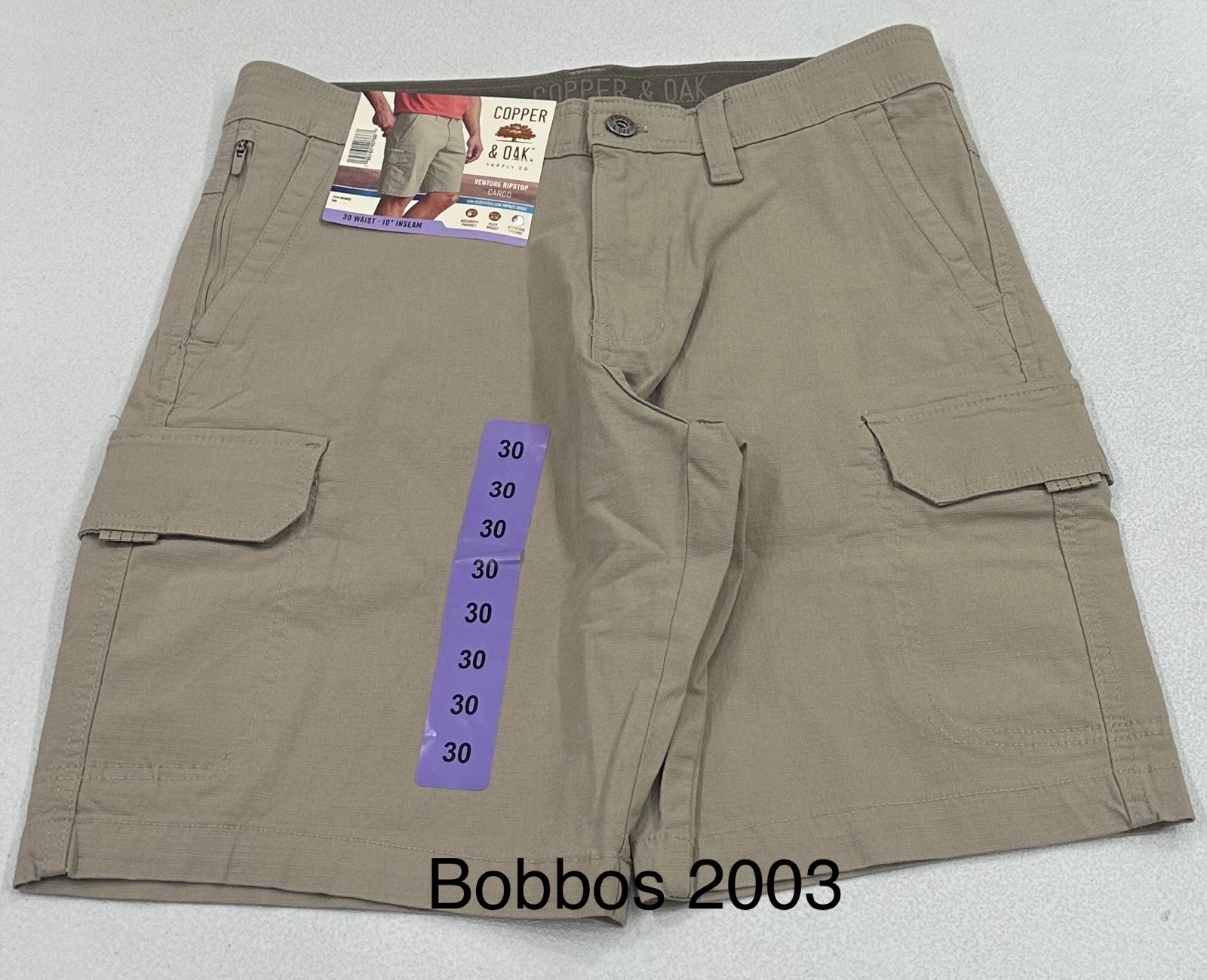 Copper & Oak Men's Venture Ripstop Cargo Shorts, Tan, Size 30