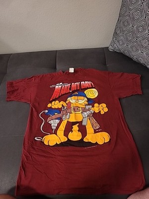 90s Garfield Shirt Mens L Go Ahead Make My Day Single Stitch RARE 