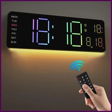 Reloj de pared  digital con calendario de control remoto Luz nocturna colorid