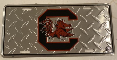 South Carolina Gamecocks NCAA Black Mirrored Laser Cut License Plate Craftique