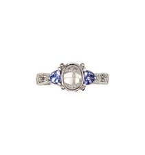 8 x 6 mm Oval Tanzanite Accent Semi Mount Ring Setting Sterling Silver Size 7
