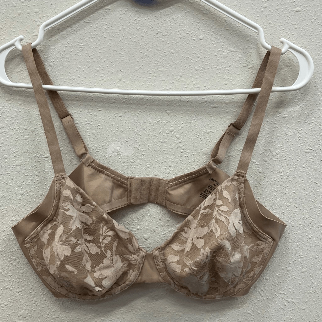Warners Underwire Unlined Beige Lace Tshirt Bra 36B Underarm Smoothing