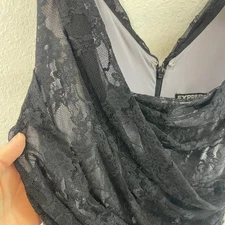 Express Black Lace Ruched Sheath Dress Cocktail Party 2 Mini NYE Y2K