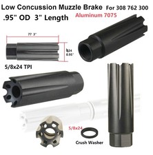 5/8x24 TPI 3" Linear Compensator Muzzle Brake, Aluminum Black Finish For 308 338