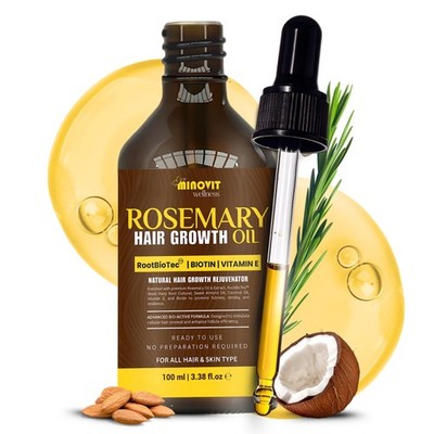 Rosemary Oil For Hair Growth (3.4 Fl Oz) Infused With Biotin, Vitamin E, Almo...