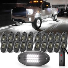 "6000K White LED Rock Lights Kit for Trucks 20 Pods with Switch"
