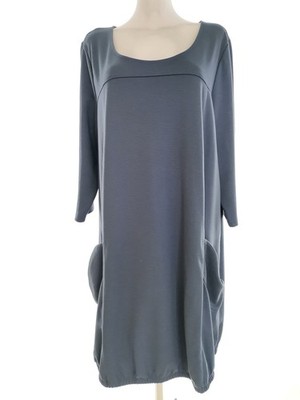 ZIZZI Damen Kleid Gr. M Blau 3/4 Ärmel Knielang Runder Ausschnitt