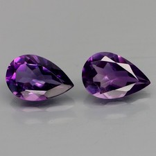 Pear Shape 12x8 mm.PAIR 100%Natural Purple Amethyst Bolivia 5.04Ct.