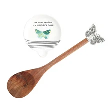 Pavilion Mother’s Love Ceramic Spoon Rest & Spoon Set, 2-Count, Kitchen Decor
