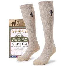 Alpaca Compression Socks for Men Women, 15 Small-Medium 1pairs -light Beige