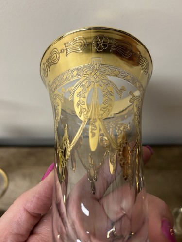 Antique Interglass Italy Crystal Glasses 24K Champagne Flutes (LOT OF 2) - Picture 4 of 5