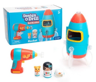 Design Drill Bolt Buddies Rocket Building Set with Toy Drill and Figures New