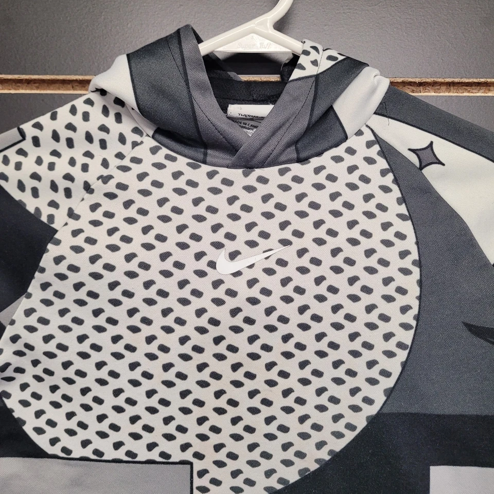 Sudadera con capucha Nike Therma-Fit Just Do It talla YM blanca y negra Foto 3 de 4