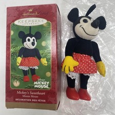 New Hallmark Keepsake Ornament Mickey's Sweetheart Plush Minnie Mouse 2001 Box
