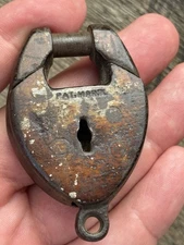 Antique 1800s Cast Iron STAR LOCK Works Iron Lever Trunk Lock