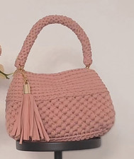 Pink Solid Women s Top Handle Bag Purse w/ Tassel Bag Charm, Gold Hardware
