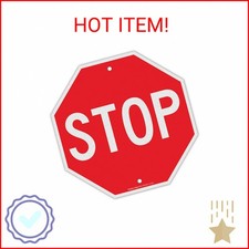 Stop Sign, Street Slow Warning Reflective Signs, 12 x 12 Inches Octagon, .040 Ru