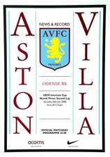 Aston Villa v Odense BK 26/7/2008 Intertoto Cup Rd 3. Official programme. NEW