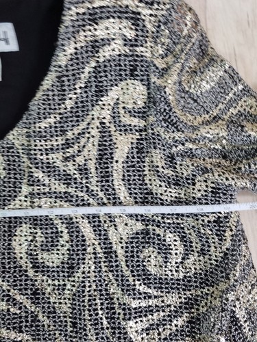 Joseph Ribkoff Silber Metalic Swirl Tunika Abend Top Uk 8 V-Ausschnitt Langarm  - Bild 5 von 7