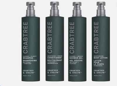 Crabtree & Evelyn Shampoo, Conditioner, Shower Gel,Body Lotion 15oz 80$ set of 4