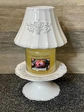 Yankee Candle 2012 Jar Topper Shade & Pedistal Plate Set - White & Gray