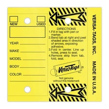 Self Laminating Self Protecting Versa Tags Key Tags with Rings 250 per Box Ye...