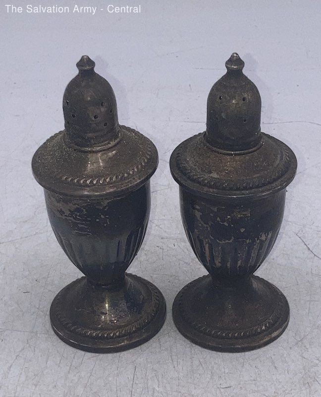 Fisher Sterling Silver Weighted Salt and Pepper Shaker Set 2 Piece Urn Vintage