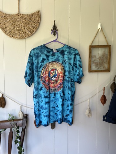 Grateful Dead Tee Hand Dyed Blue 50 Year Anniversary Fare Thee Well Stealie XL