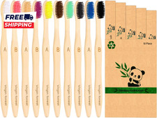 10 Count Bamboo Toothbrush Soft Bristle for Adults Eco Friendly Natural Wooden