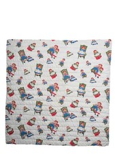 Vintage 1972 Raggedy Ann Andy Baby Quilt Handmade Nursery Blanket 42x42